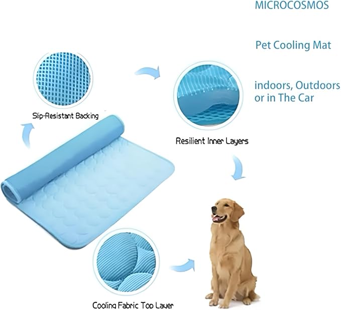 Pet Cooling Mat Cooling Fiber - Washable Non-Toxic Pet Indoor Outdoor Bed, Foldable Pee Pads for Dogs Settle Mat Cooling Dog Blanket Cat Cooling Pad (Pink, Large)