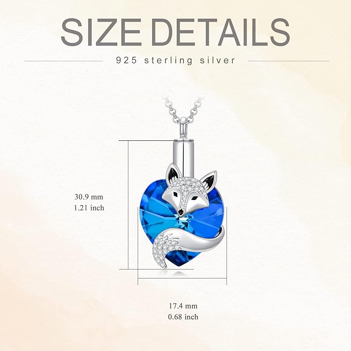 Animal Crystal Urn Necklace For Ashes Sterling Silver Butterfly Dragonfly Bee Phoenix Peacock Hummingbird Fox Angel Wing Pentagram Pentacle Cremation Necklace Heart Teardrop Urn Holder Necklaces For Women Memorial Jewelry