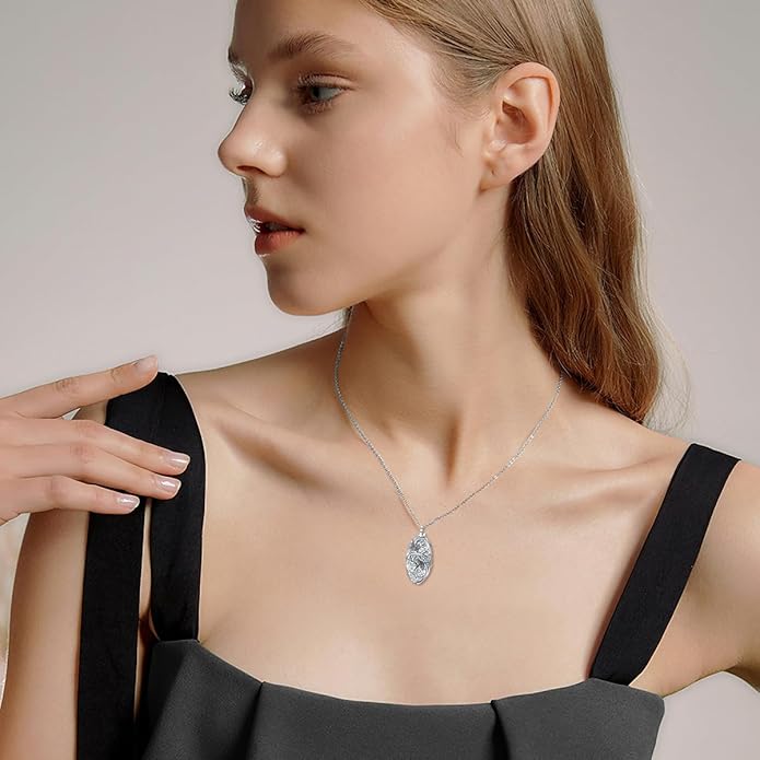 Animal Crystal Urn Necklace For Ashes Sterling Silver Butterfly Dragonfly Bee Phoenix Peacock Hummingbird Fox Angel Wing Pentagram Pentacle Cremation Necklace Heart Teardrop Urn Holder Necklaces For Women Memorial Jewelry