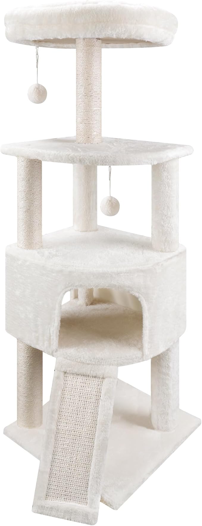 45in Cat Tree Tower with Big Cat Condo for Indoor Cats,Cat Tower Activity Center Cat Furniture with Scratching Post and Hanging Bed,Beige …
