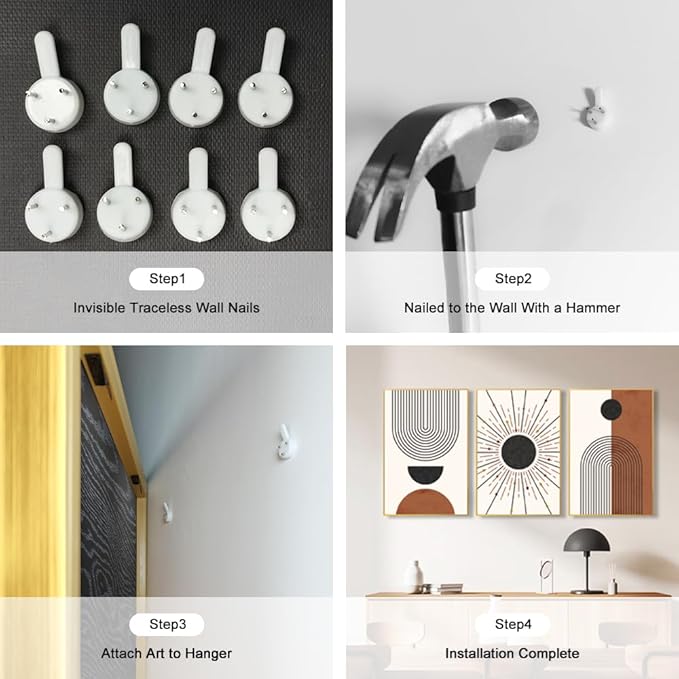 Ausril Minimalist Boho Framed Canvas Wall Art Set, Neutral Geometric Line Sun Wall Decor, Mid Century Wall Painting, Abstract Modern Bohemian Art Print for Living Room, Bedroom, Office -16"x24"x3