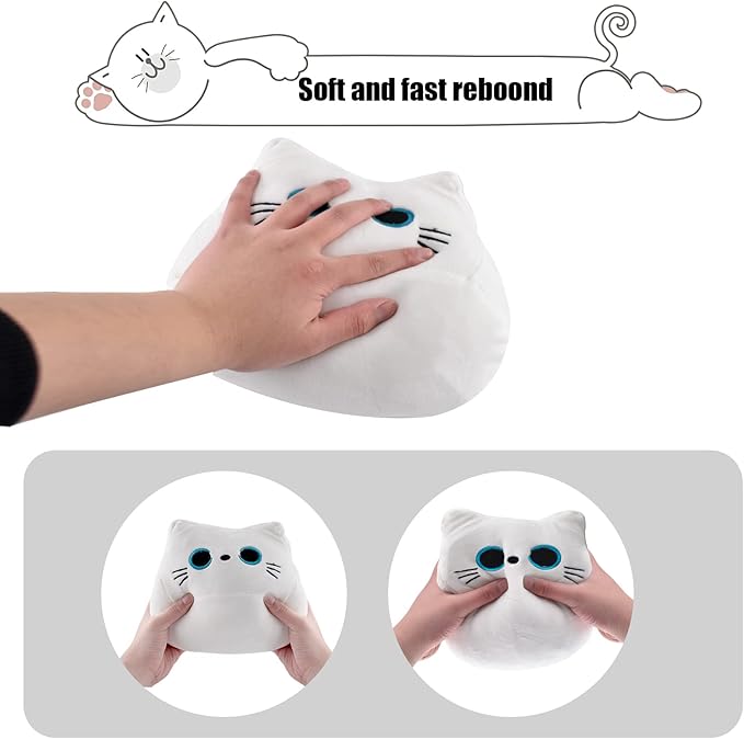 16” White Cat Plush Toys, Cute Cat Pillow Soft Baby Plushies for Kids, Cat Stuffed Animals Kawaii Plush Toys Gift for Boys Girls (White, 16 Inch)