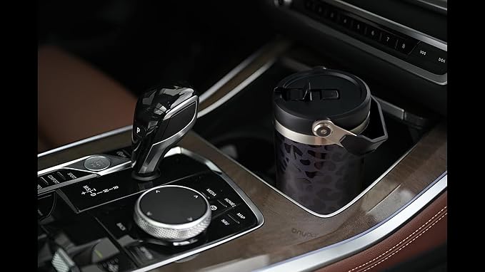 30oz Black Leopard Tumbler with Handle and Straw, Stainless Steel Vacuum Insulated Coffee Tumbler, Travel Mug Water Bottle, Leopard Stuff Accessories Decor, Leopard Gifts for Women