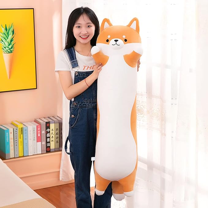 43.32'' Jumbo Dog Stuffed Animals Long Dog Plush Pillow Toy Sleeping Cute Cartoon Soft Long Body Pillow Gift for Kids Adults