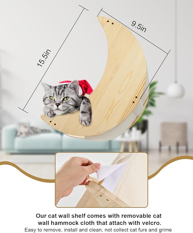 Cat Wall Shelves, Cat Shelves for Wall with Step, Wall Mounted Cat Furniture, Cat Wall Furniture for Climbing, Sleeping and Playing, Cat Wall Steps for Indoor Cats or Kitty