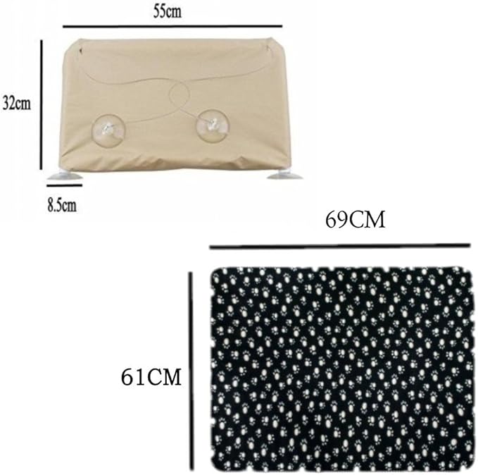 JZK Cat Window cat hammock + cat blanket, suction cup pet hanging bed and pet black blanket for cat perch