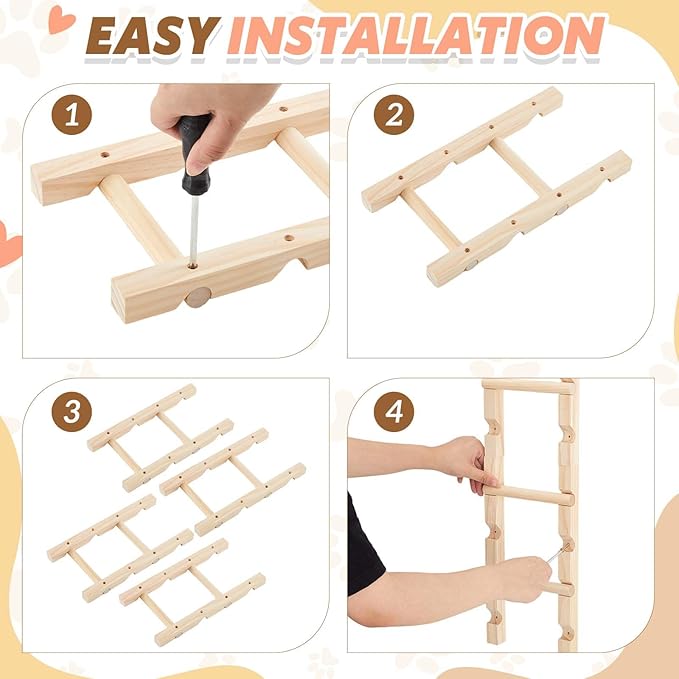 4 Pcs Cat Ladders, Cat Climbing Stairs, Cat Climbing Steps Cat Wall Shelves Height(13.7-55 Inches), Cat Climbing Frame Cat Tree Supplies Cabinets Climbing Pole Furniture for Indoor Cats