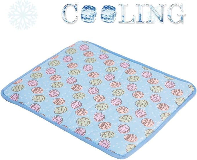 SEIS Dog Ice Pad Ice Silk Cats Kennel Mat Pet Cooling Pad Summer Cool Bamboo Mat Breathable Pad (Blue, S