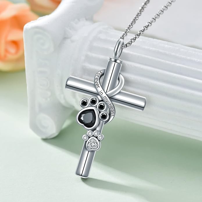 Cross Urn Necklace for Ashes 925 Sterling Silver Cremation Jewelry with Funnel Filler Kit Ashes Necklace for Human Women Girl Pets