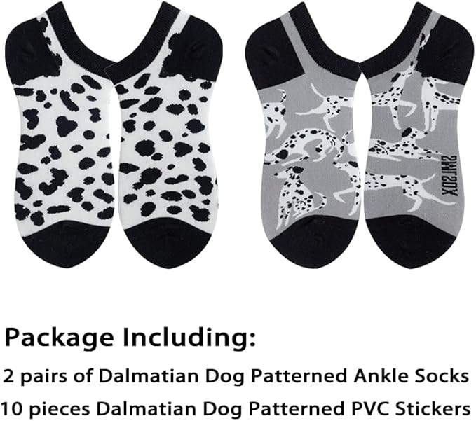 2 Pairs Funny Cartoon Animal Print Cotton Ankle Socks for Women Teens