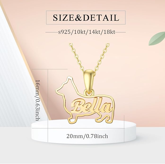 925 Sterling Sliver Yorkshire/Corgi/Labrador/Pug/Bulldog/Paw Print/Cross Necklace Cute Puppy Dog Necklace Jewelry Birthday Gifts for Women Girls Dog Lovers