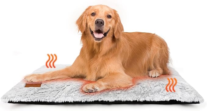 Self Warming Dog Bed, 35" x 24" Self Heating Pet Pad for Indoor Outdoor, Non-Slip Heated Dog Mat Thermal Blanket for Large Kittens Small Puppy