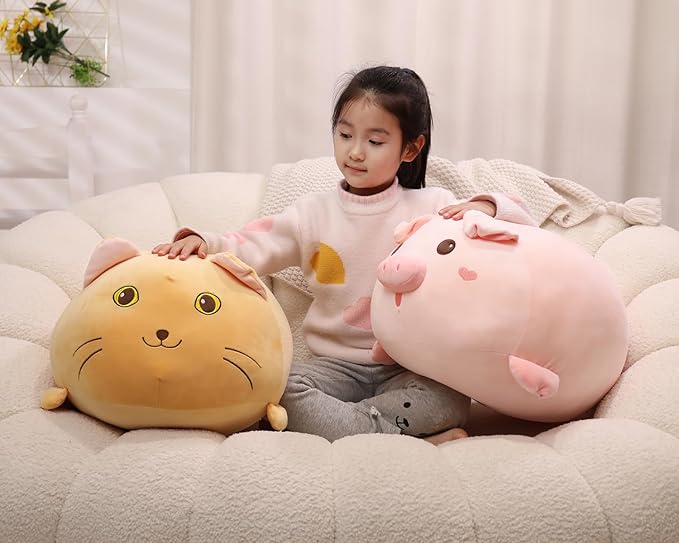 20 inch Super Soft Cat Plush Pillow, Adorable Stuffed Animal Toy, Chubby Kawaii Cat Plushie for Boys Girls, Cute Room Decor Fat Animals Pillow, Kids Gifts for Birthday,Valentine,Christmas
