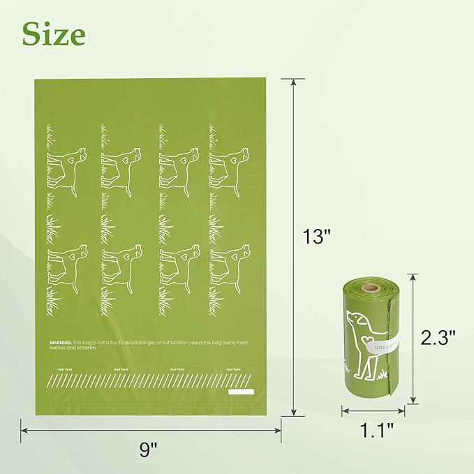 480 Count Unscented 13” x 9” Dog Waste Bags Rolls, Leakproof Strong & Sturdy Bags for Dogs, Doggie Bags Cats Litter Bags,Trash Bags for Doggy Pets