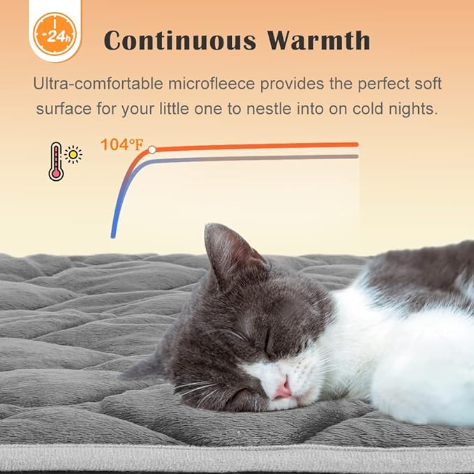 ULIGOTA Self Warming Cat Bed Self Heating Cat Mat Thermal Pet Bed Mat Self-Warming Dog Crate Pad 20"x16"