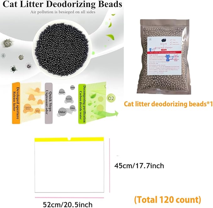 120 Count Cat Litter box Liners, Compatible with Automatic Thick Drawstring Heavy Duty Replacement Waste Trash Bags -20.5" x 17.7"