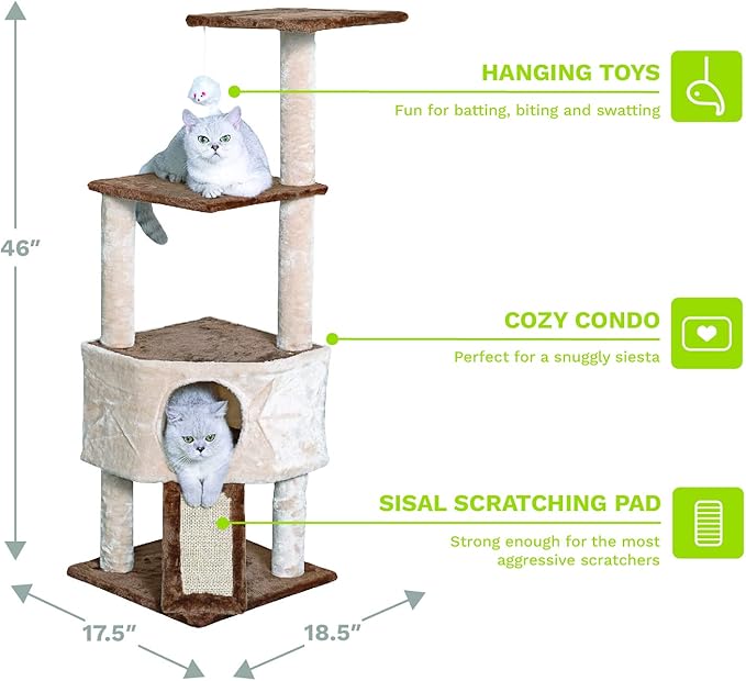 Go Pet Club F708 46" Kitten Tree,Beige
