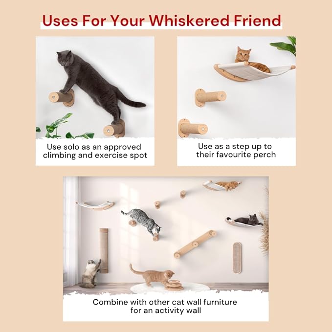 7 Ruby Road Salto 14” Cat Wall Steps – Modern Cat Wall Furniture for Large Cats – 2 Pack of Cat Wall Shelves – Cat Stairs for Wall Mounted with Jute Scratching - Cat Climbing Wall Cat Steps for Wall