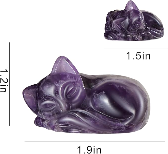2" Sleeping Cat Statue Healing Crystals Hand Carved Cute Kitten Figurine, Worry Stone for Anxiety relif Home Desk Decor Animal Figurine