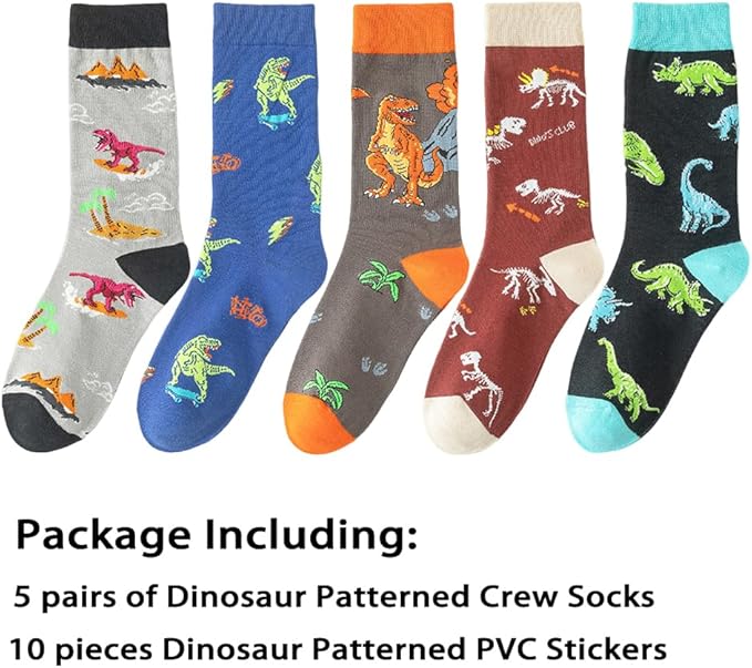 5 Pairs Cute Animal Crew Socks Fun Casual Cotton Calf Socks for Women