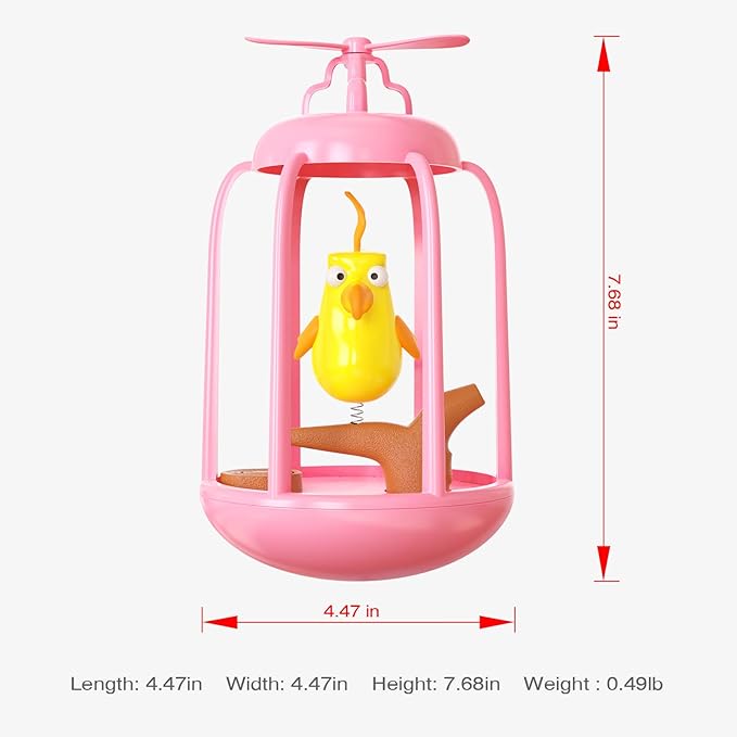 Automatic Windmill Tumbler Bird Cat Toys Interactive Squeaking Indoor Interactive Cat Toys (Pink)