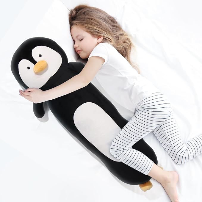 22' Long Penguins Plush Body Pillow, Cute Black Penguin Stuffed Animal for Kids, Girls, Boys, Birthdays & Easter