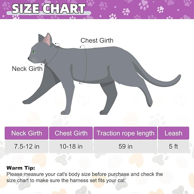 KOOLTAIL Cat Harness and Leash Set Escape Proof with Cat Airtag Holder Collars (3 in 1), Comfortable Lightweight Adjustable Kitten Harness for Small Medium Large Cats Safe Walking & Travel, Purple