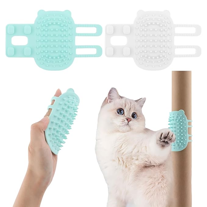 2 pcs Silicone Rubbing Corner Brush, Pet Itch Tool Back Scratcher for Dogs and Cats (White, Green, Size: 6.5x4.13inch)