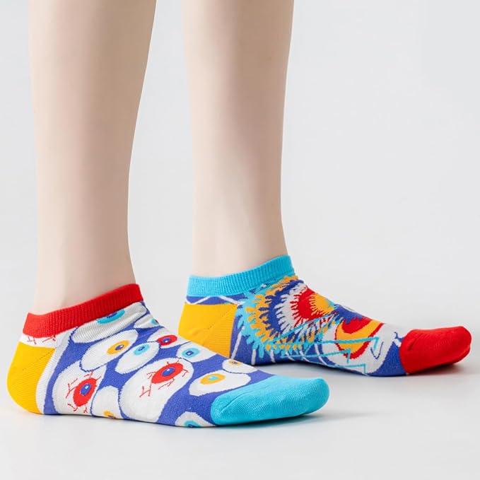 2 Pairs Funny Cartoon Animal Print Cotton Ankle Socks for Women Teens