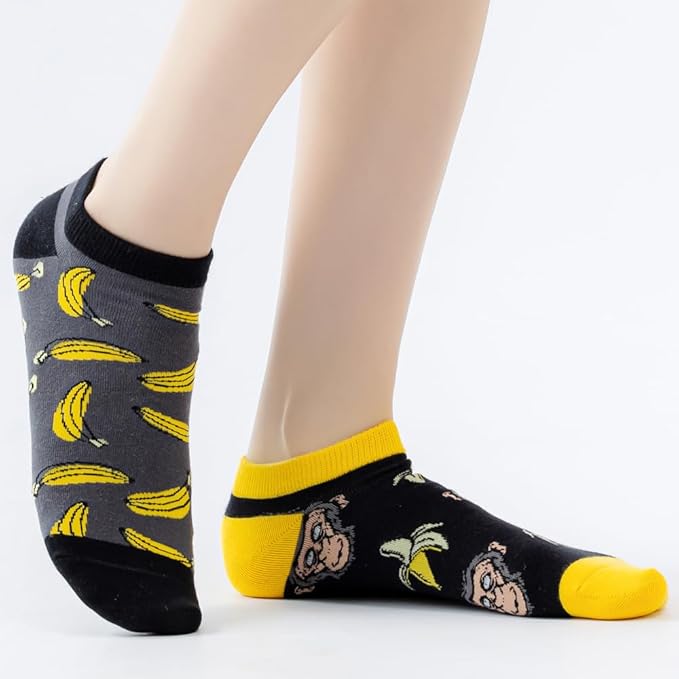 2 Pairs Funny Cartoon Animal Print Cotton Ankle Socks for Women Teens