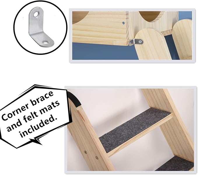 SHENGOCASE Solid Wood Wall Leaning Cat Ladder for Indoor Cats and Small Medium Dog, Cat Stair Step for Window Bed, Cat Wall Climbing Furniture (31.5")