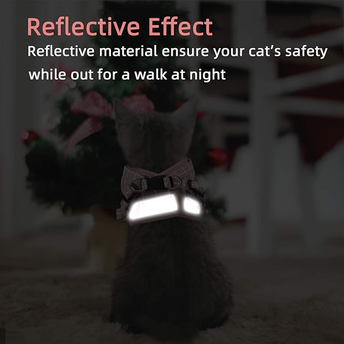 Cat Vest Harness and Small Dog Vest Harness for Walking, All Weather Mesh Harness, Cat Vest Harness with Reflective Strap, Step in Adjustable Harness for Small Cats (Pink-Pattern, Medium)