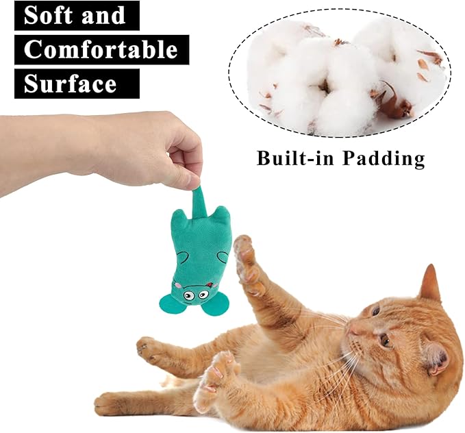 Andiker 4 Pack Catnip Toys for Indoor Cats,Mice Toy Cat Teething Chew Toys for Kittens and Cat Adults Plush Toy