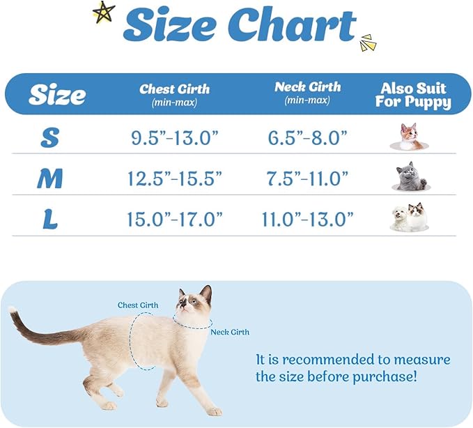 Supet Cat Harness and Leash Set - Soft Mesh Adjustable Cat Vest Harness with Reflective Strap for Walking Cat and Puppy Rabbit