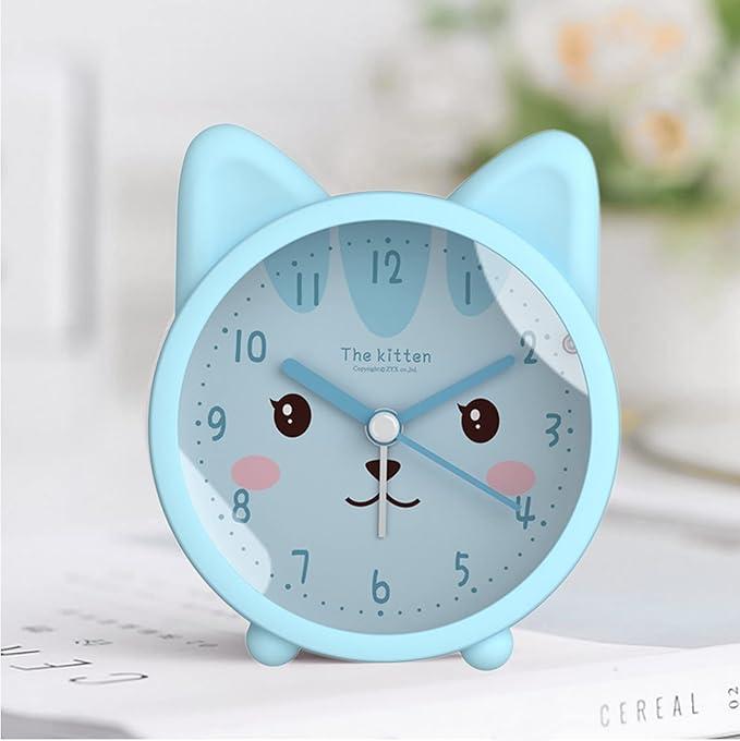 3" Cartoon Animal Alarm Clock Silicon Analog Silent Non Ticking Backlight Desk Clock