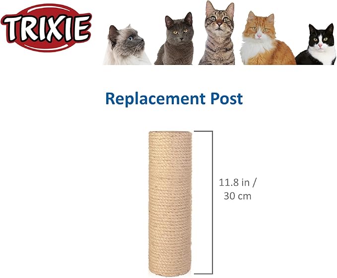 TRIXIE Replacement Sisal Post for Scratching Posts, Cat Trees and Cat Towers, 3.5 in x 11.8 in (9 x 30 cm)