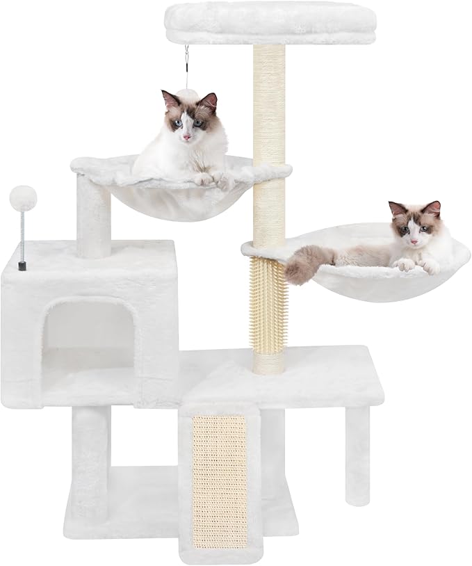 Multi Level Cat Trees with Cat Houses Hammock Scratching Posts,Beige