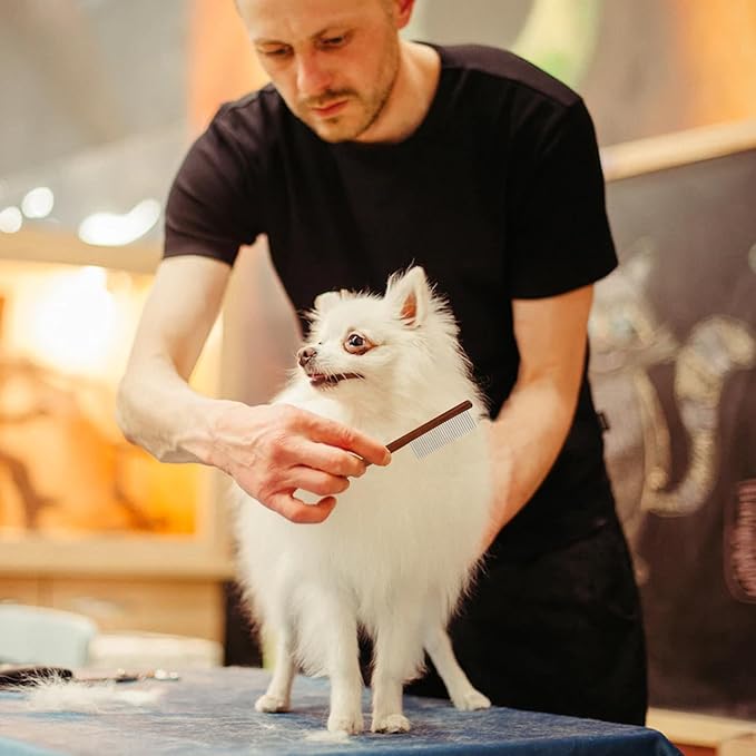 3pcs Grooming Comb for Pets, Solid Wooden Cat Combs with Wide & Narrow Rounded-Tip Teeth Pet Hair Comb Metal Flea Lice Tick Comb for Cats Dogs Rabbits Tangled Hair (3 Sizes）