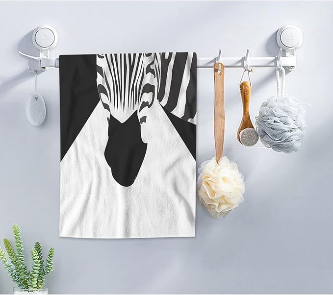 AOYEGO Zebra Hand Towels Wild Animal Black White Striped Zebras in Geometric Triangles Highly Absorbent Soft Towels Bathroom Beach Kitchen Spa Gym Face Towel 15x30 Inch