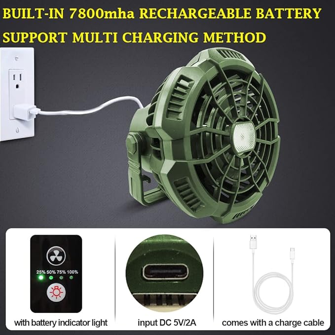 ayamaya Rechargeable Camping Tent Fan with LED Light, Remote Control, 7800mAh Portable Camping Lantern Fan USB Desk Ceilling Fan for Car, Office, Hurricane Emergency Survival
