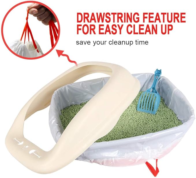 10 Count Litter Box Liners Jumbo, Heavy Duty Cat Litter Box Liners: Tear & Leak Resistant - Drawstring Close - Size: 36 * 19 Inch (10 Count Unscented)