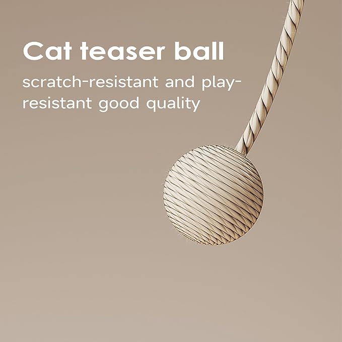 Cat Scratching Post, Indoor Cat Scratcher Kitten Toys Catnip Wooden Ball Track Two-Layer Modern Sisal for Kittens or Smaller Cats Scratch Post Interactive Toy with Dangling Ball Beige