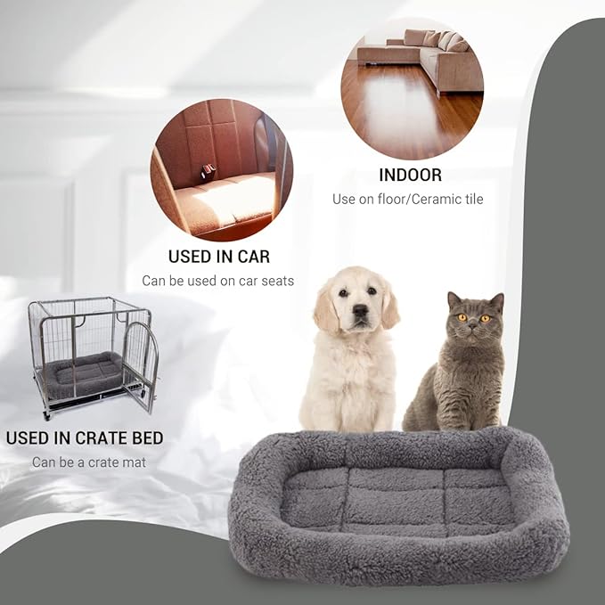 PETLESO Cat Bed Plush Cats Cushion, Cat Bed for Indoor Cats Fluffy Pet Mat for Cat Small Dog Curl Sleep for Crate Carrier, Medium 22" x 16"