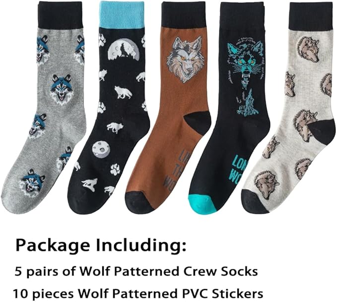 5 Pairs Cute Animal Crew Socks Fun Casual Cotton Calf Socks for Women