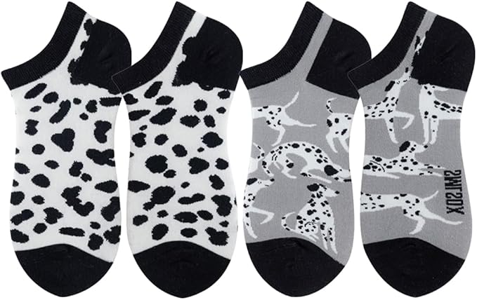 2 Pairs Funny Cartoon Animal Print Cotton Ankle Socks for Women Teens