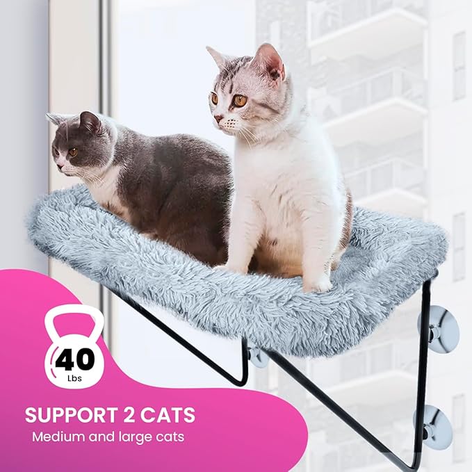 Cat Window Perch- 2 in 1 Cat Bed Window, Cat Window Hammock and Seat for Cats Inside, Cat Window Box for Indoor and Large Cats, Cat Window Shelf, Cat Ledge for Window Sill, Hamaca para Gatos.