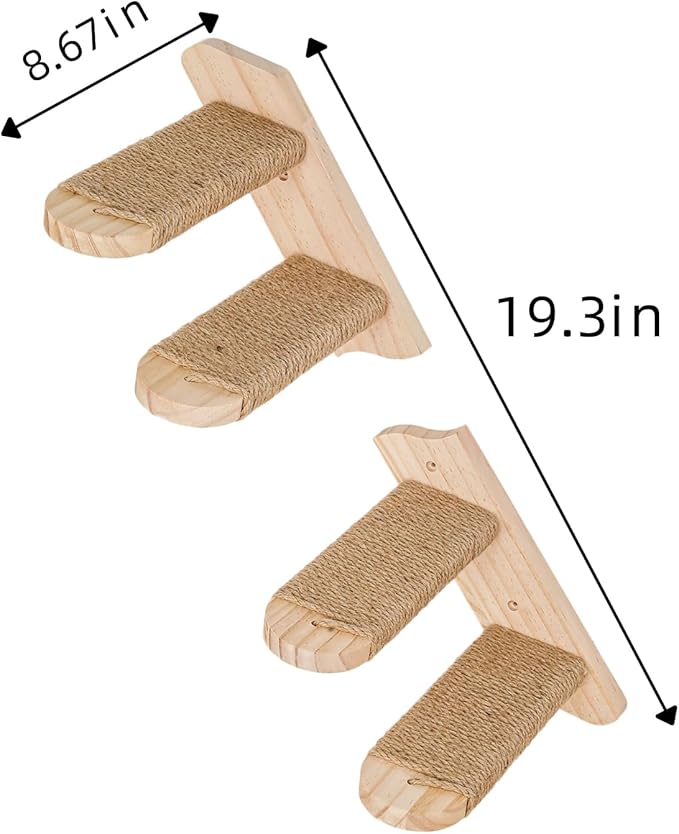 Cat Climbing Shelf Wall Mounted, Sectional Cat Staircase with Jute Scratch Hooks, Cat Perch & Play