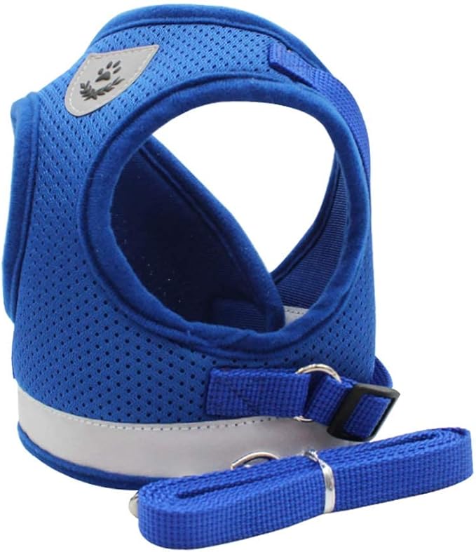 Cat and Small Dog Vest Harness and Leash Set, Mesh Harness with Reflective Strap, Step-in Adjustable Harness for Small Cats