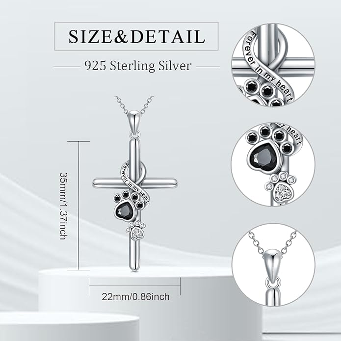 925 Sterling Sliver Yorkshire/Corgi/Labrador/Pug/Bulldog/Paw Print/Cross Necklace Cute Puppy Dog Necklace Jewelry Birthday Gifts for Women Girls Dog Lovers