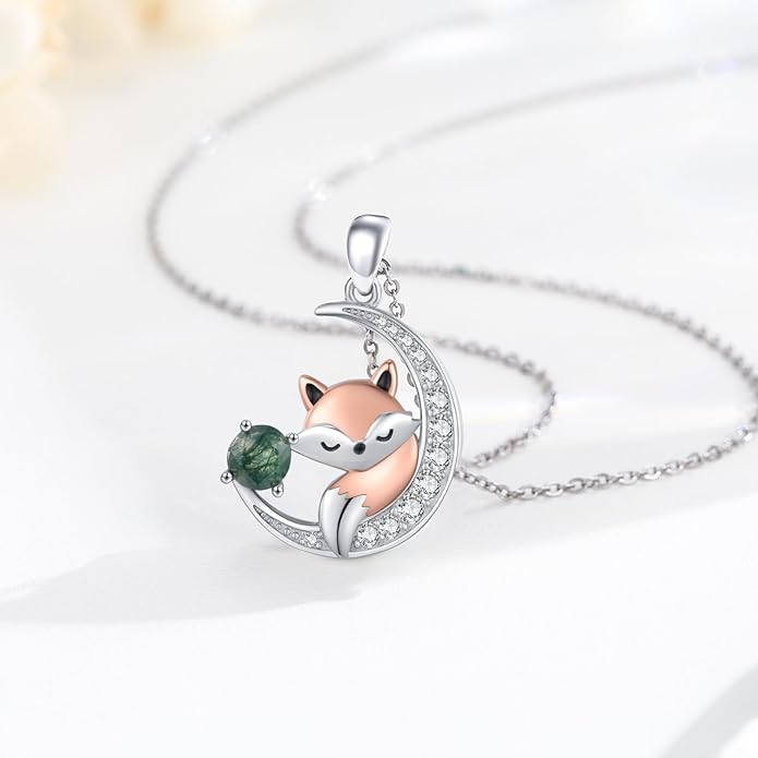 Animal Necklace 925 Sterling Silver Cat/Dog/Fox/Axolotl/Highland Cow Pendant Necklace Cute Animal Jewelry Graduation Gifts for Women